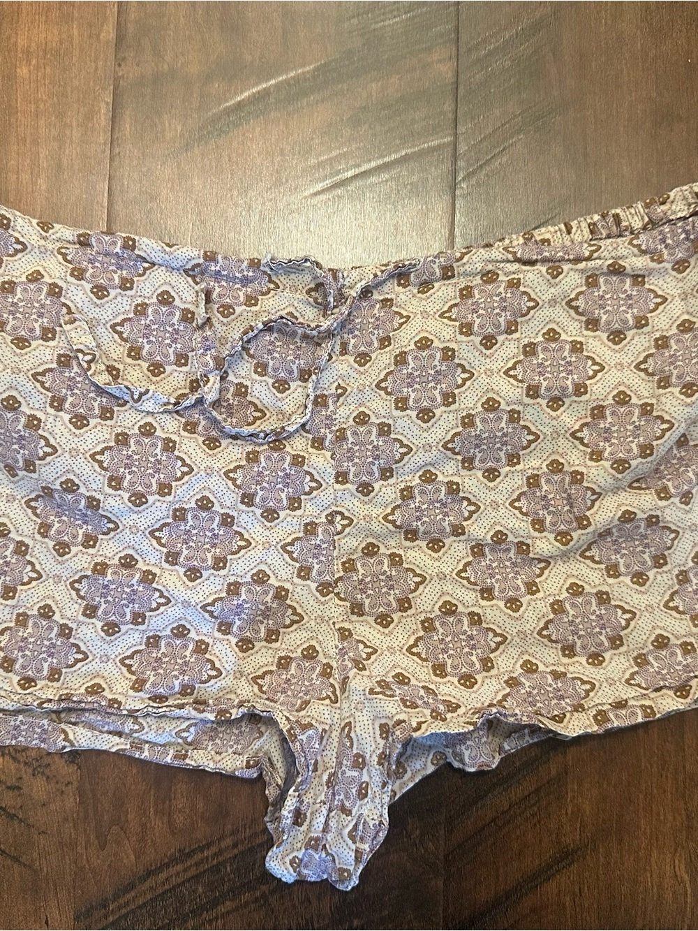 Free People Lavender and Brown Printed Boyshorts / PJ shorts